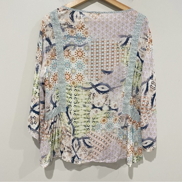 DYLAN Sun-Kissed Floral Billowy Peasant Blouse Boho Peasant Top Size Medium - Picture 6 of 11